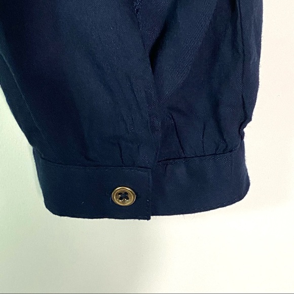 Tommy Hilfiger Top, Navy Blue Split Neck Pullover Shirt, Lightweight Top Size L - Picture 5 of 6